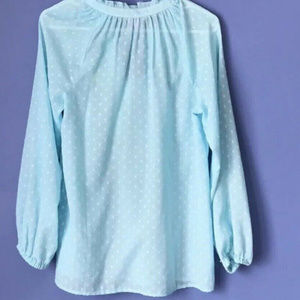 Lilly Pulitzer Tops - Lilly Pulitzer AQUA Pin Dot RUFFLE Elsa Top Blouse Lilly Pulitzer Tops - Lilly Pulitzer AQUA Pin Dot RUFFLE Elsa Top Blouse